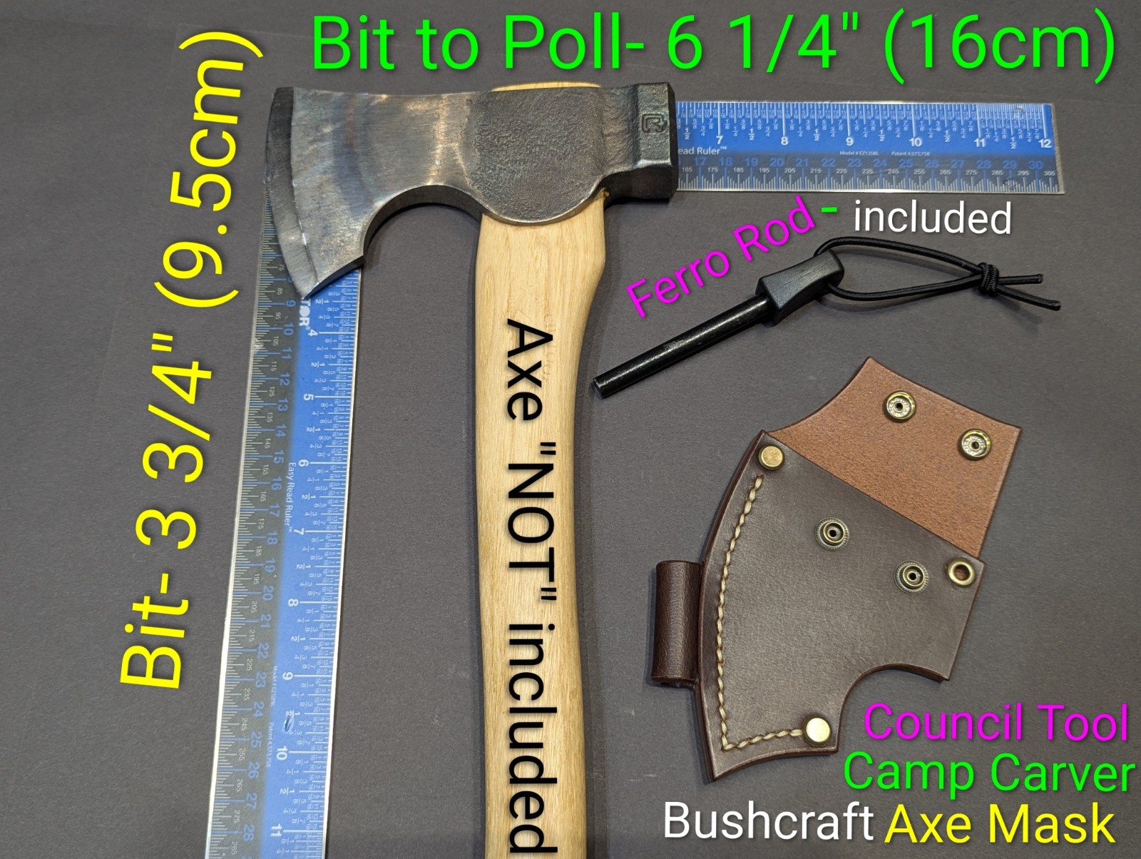Council Tool Camp Carver Bushcraft/Hunting Handmade Leather Ax Mask Only Read De