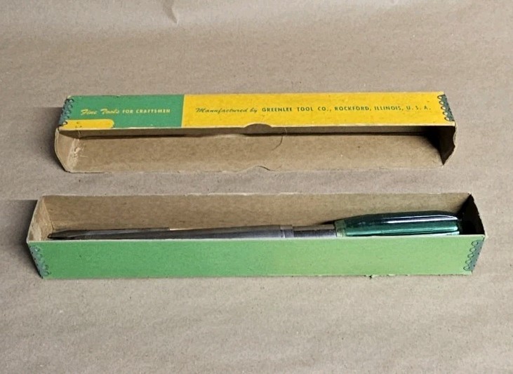 Vintage Greenlee Spiral Screwdriver No. 452 USA Made w/ 3 Original Bits & Box.