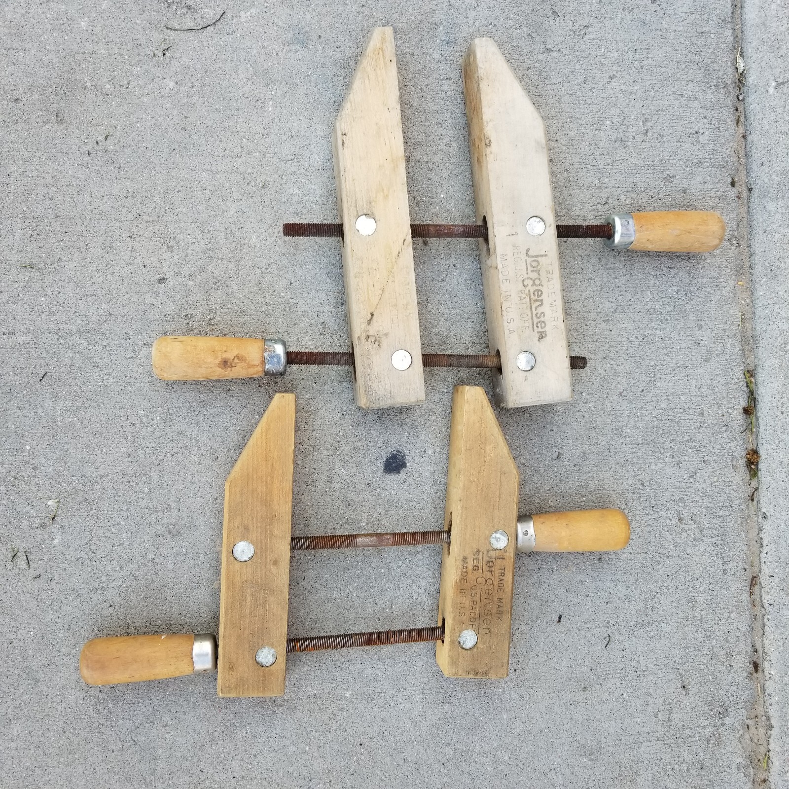 Set of 2x Jorgensen 8″ & 10″ Adjustable Clamp Co. Wood USA