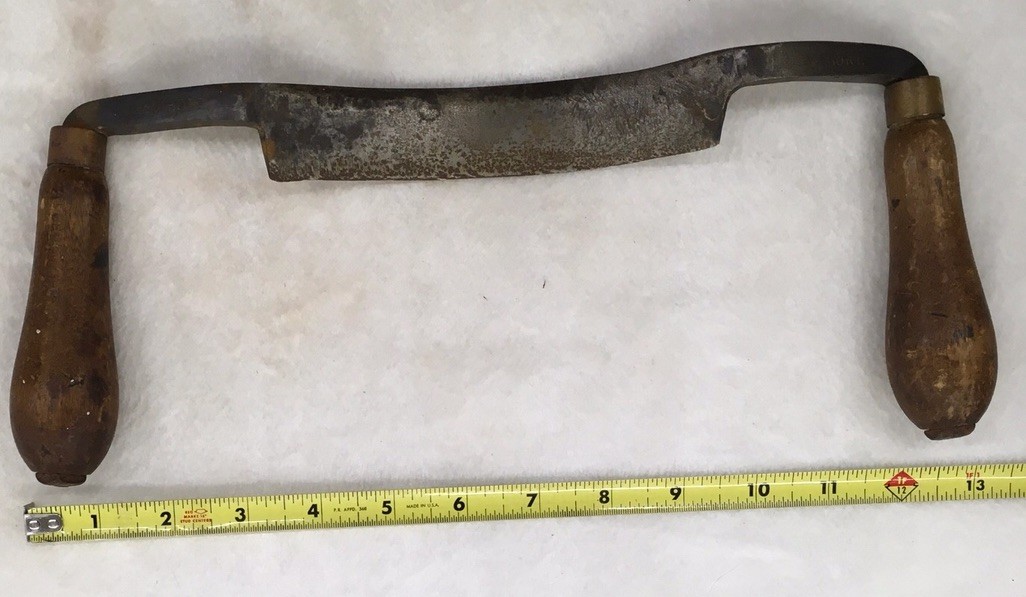 Vintage GEO. BORT Curved Draw Knife Woodworking Tool Double Handle, 6” Blade
