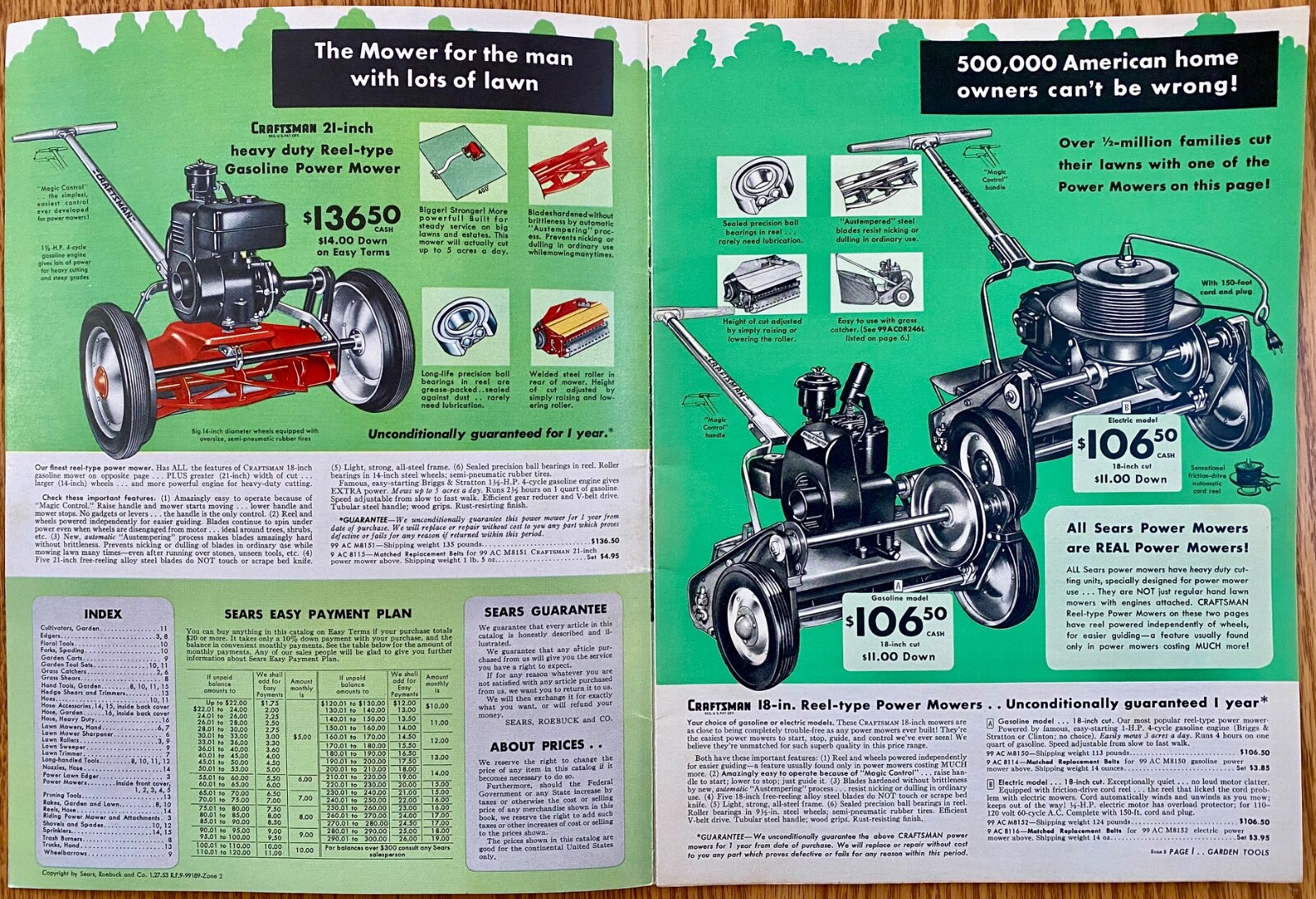 Vintage Sears Craftsman 1953 Lawn and Garden Tools Catalog, 17 pages