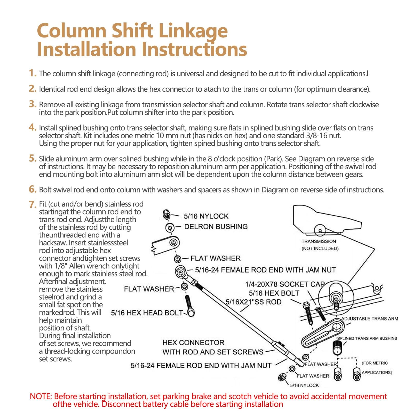 Creative.C ACA-1800 Adjustable Transmission Column Shift Linkage