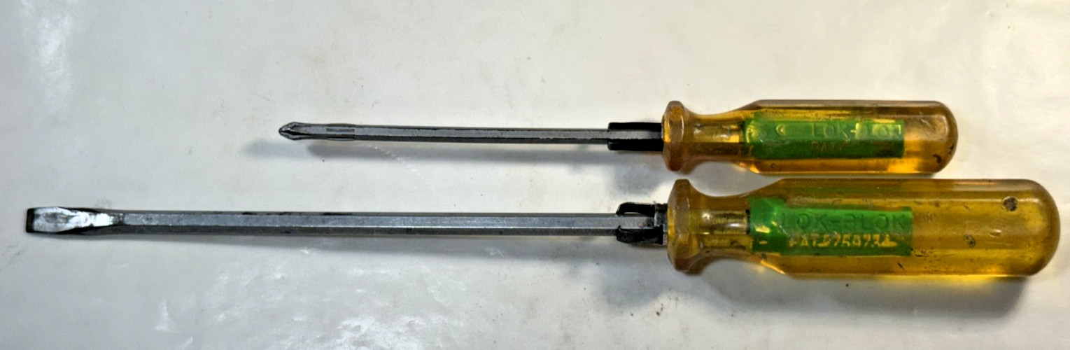 Lot of 2 Upson Tools Lok-Blok EZ Hold Screwdrivers PR-4 Phillips TS-7 Flat