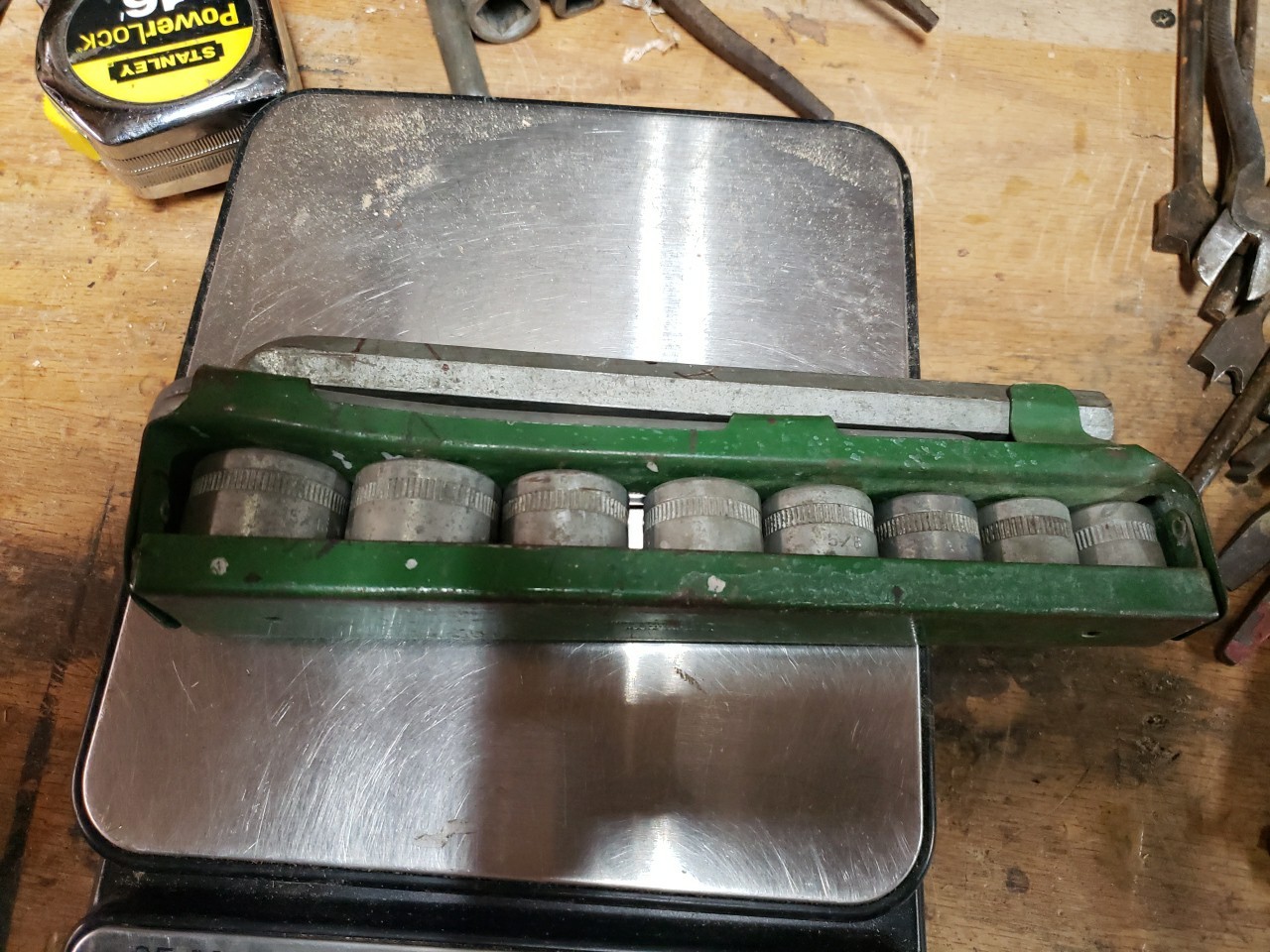 Vintage 11 Piece Indestro Socket Wrench Set #1451 w/Wall Mount …RARE Complete