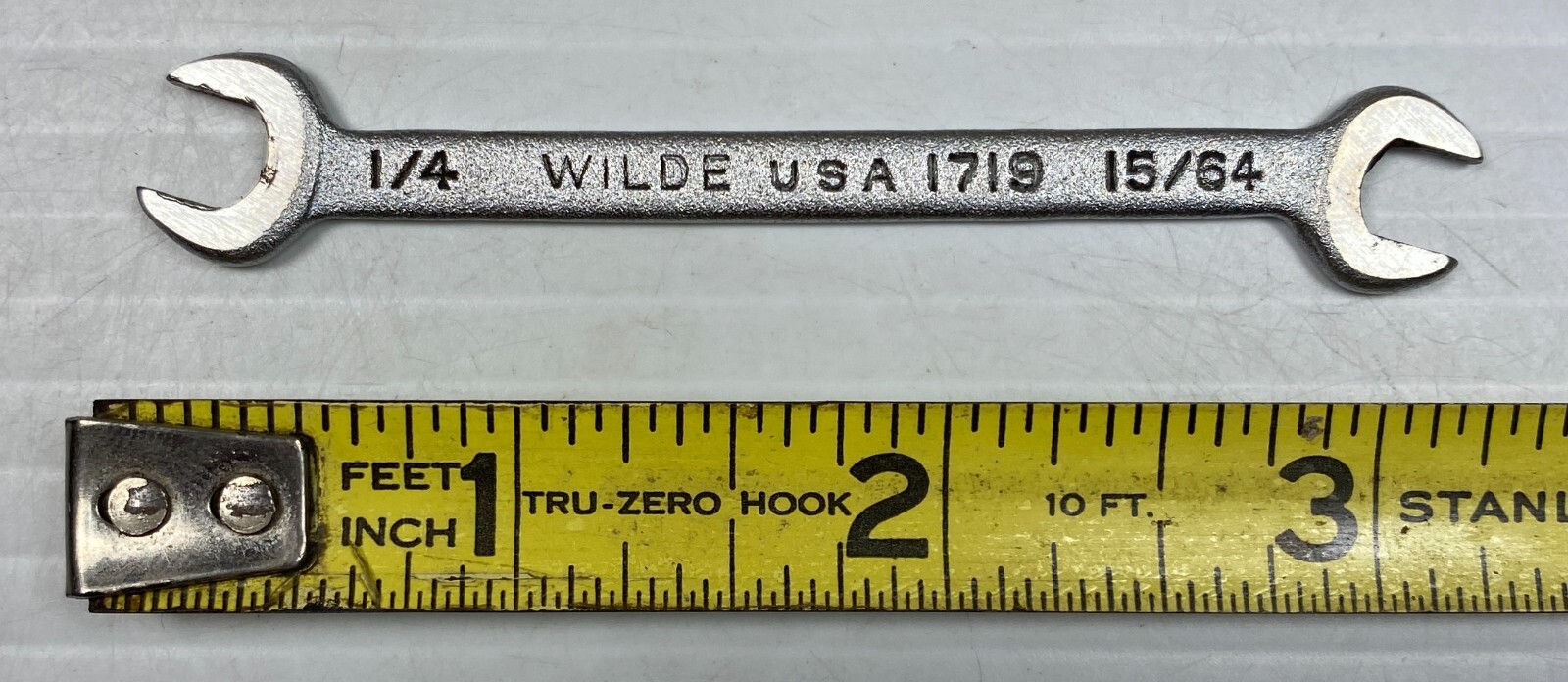 Vintage Wilde Tools 1719 – 1/4″ x 15/64″ Mini Ignition Open End Wrench USA Tool
