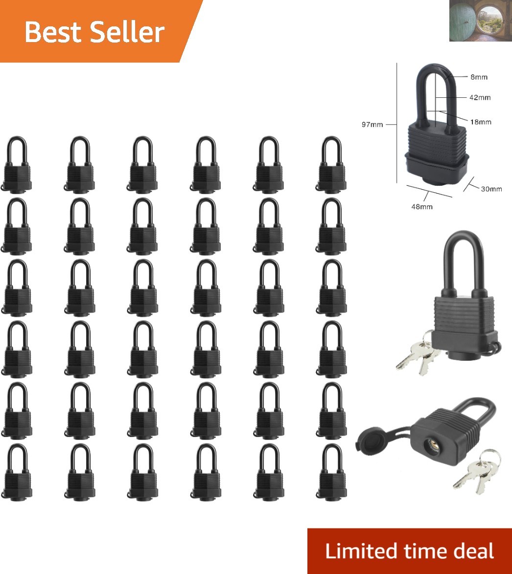 1-9/16 Inch Heavy-Duty Waterproof Locks – Pack of 36 Keyed Alike for Outdoors