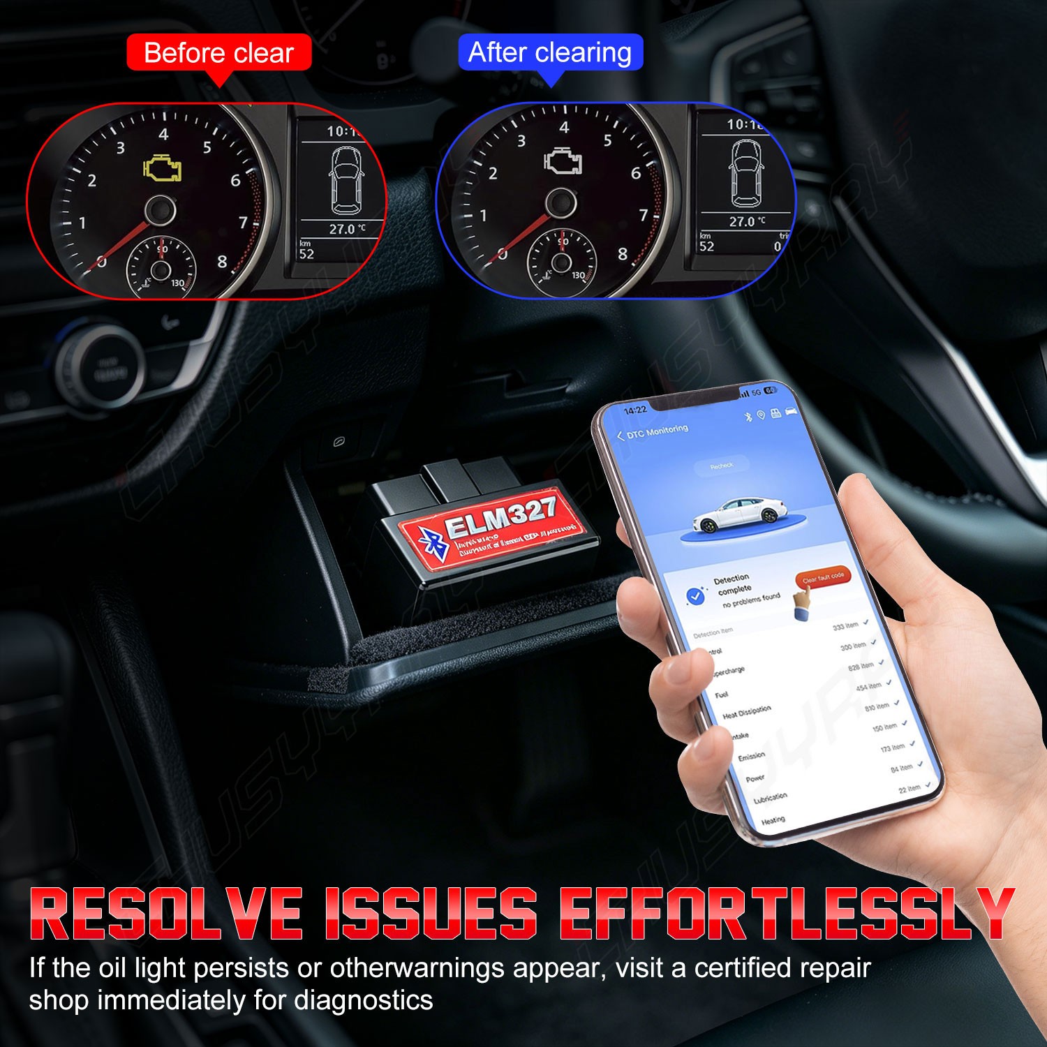Diesel Only OBD2 Scanner 12V-24V Long Range Bluetooth Low Energy Diagnostic Tool