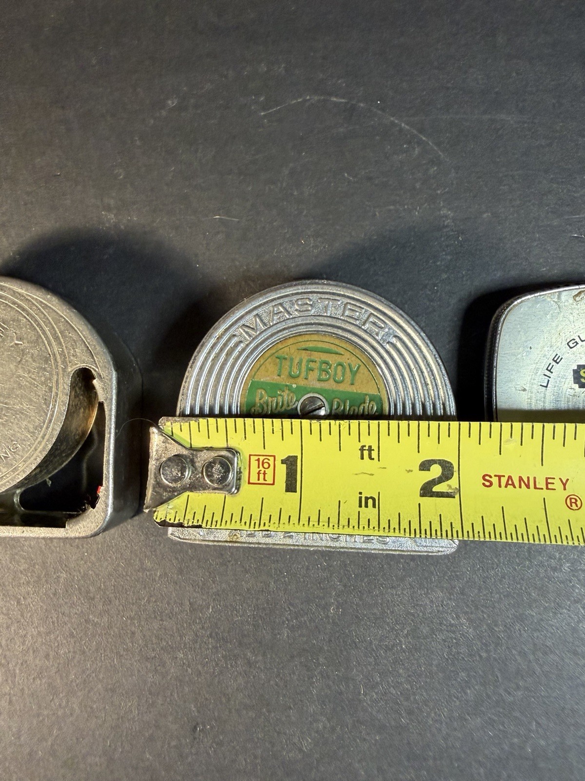 3 Vintage Tapes Measures Stanley MYT8, 6386 & Master Tufboy 308w