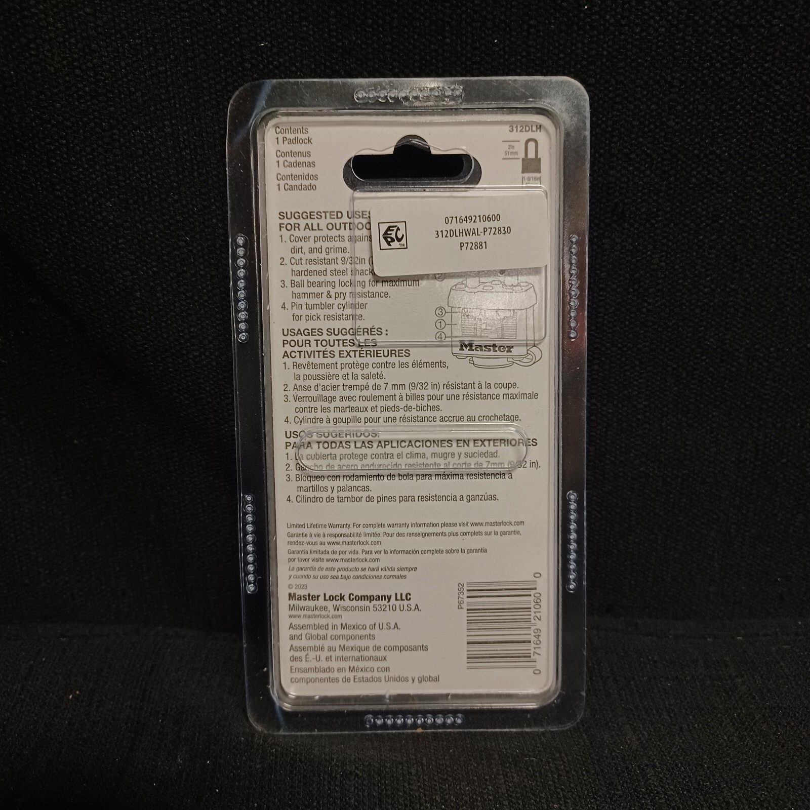 BRAND NEW Master Lock 312DLH Laminated Steel Pin Tumbler Padlock, Blue