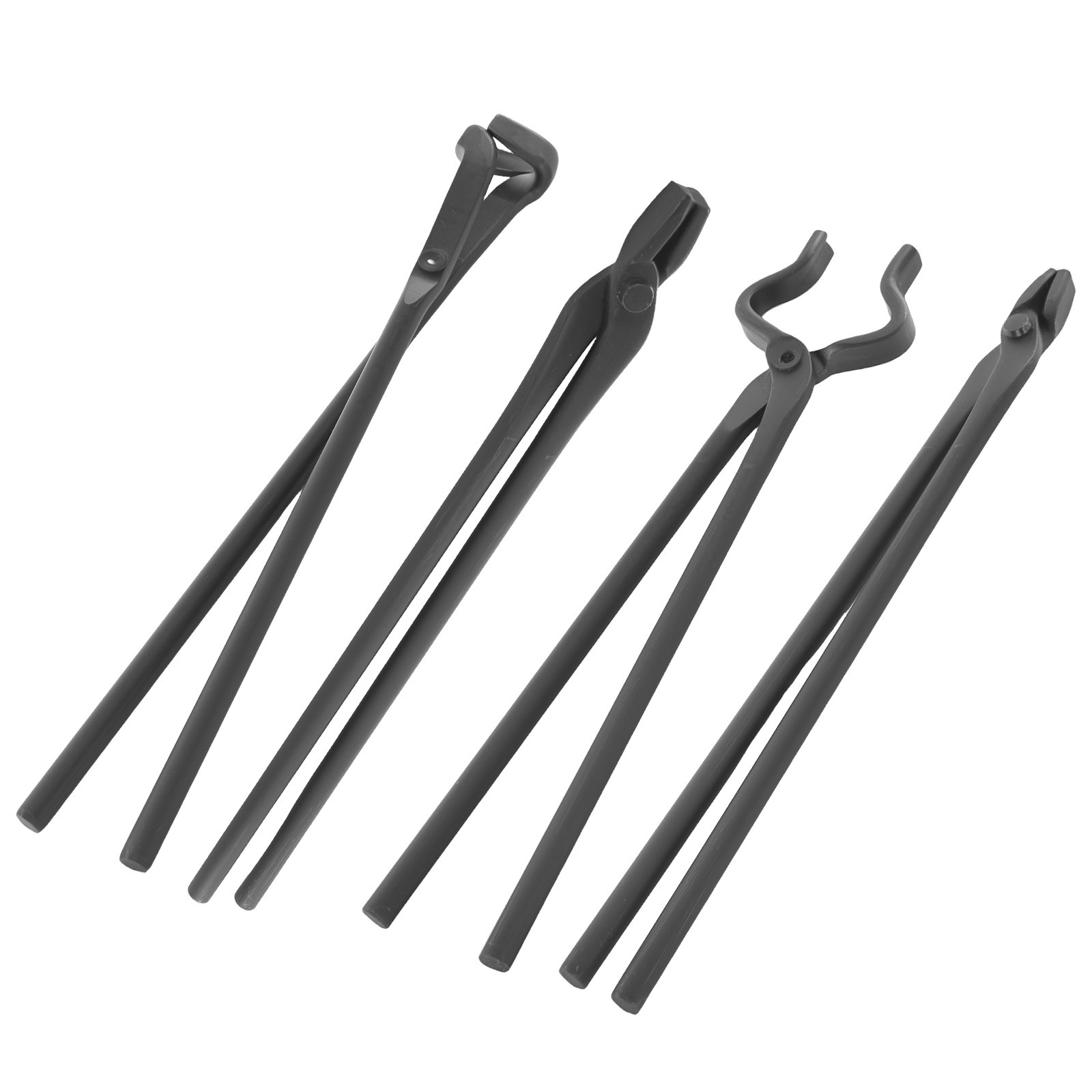 Blacksmith Tongs 4pcs Set Carbon Steel Flat V Bit Blade Wolf Jaw Forging Kit