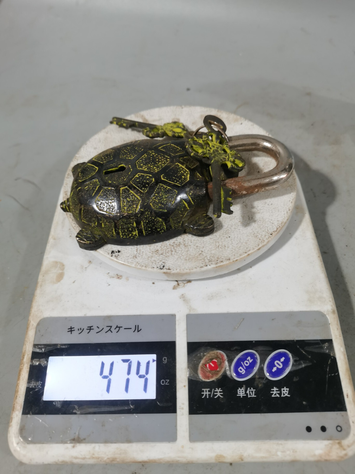 5.4″ Old Style bronze copper carved Longevity Turtle statue padlock lock and key