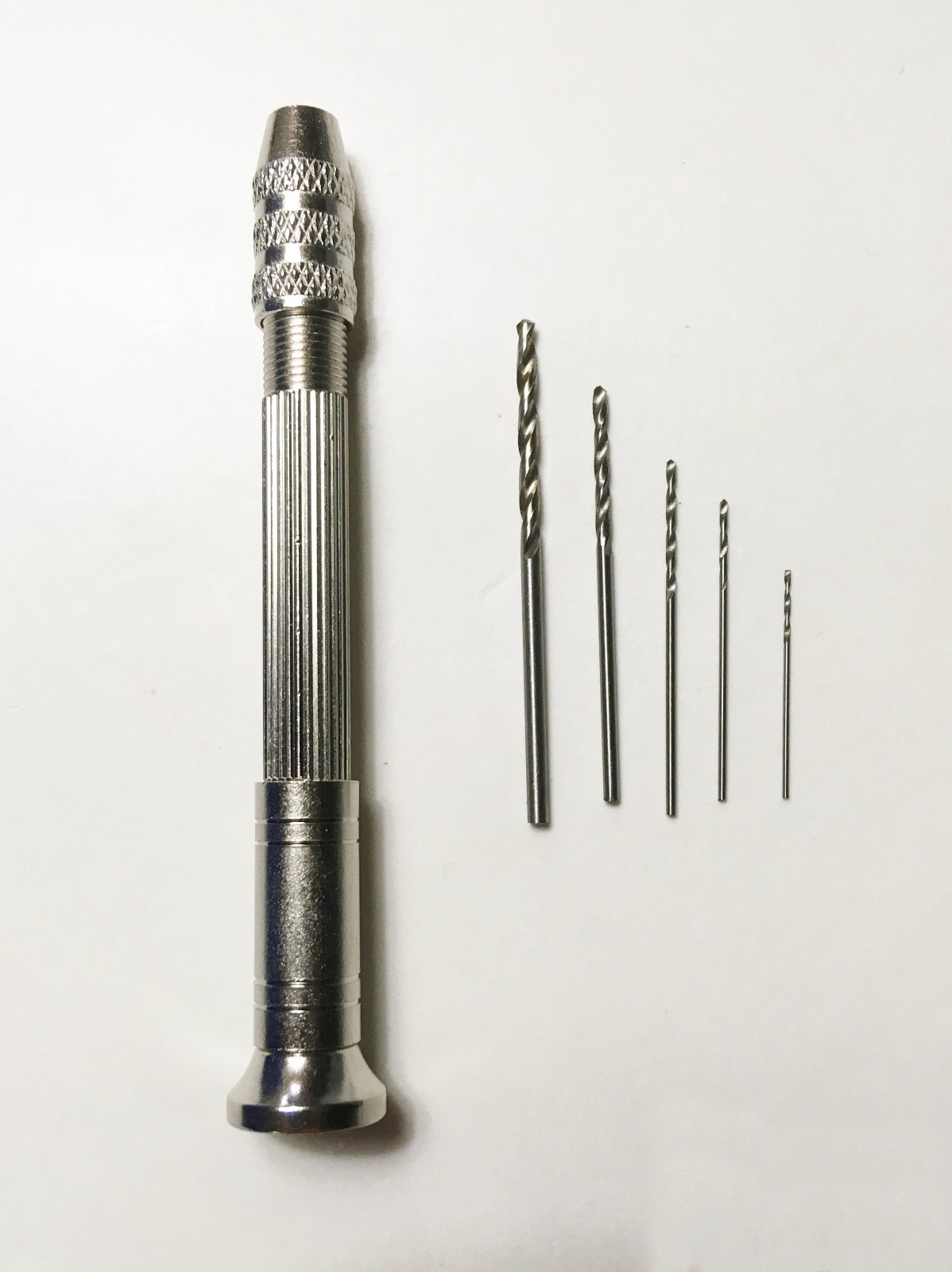 Morezmore M01017 1pc Mini Hand Drill 5 Drill Bits 0.6mm 0.8mm 1.0mm 1.5mm 2.0mm