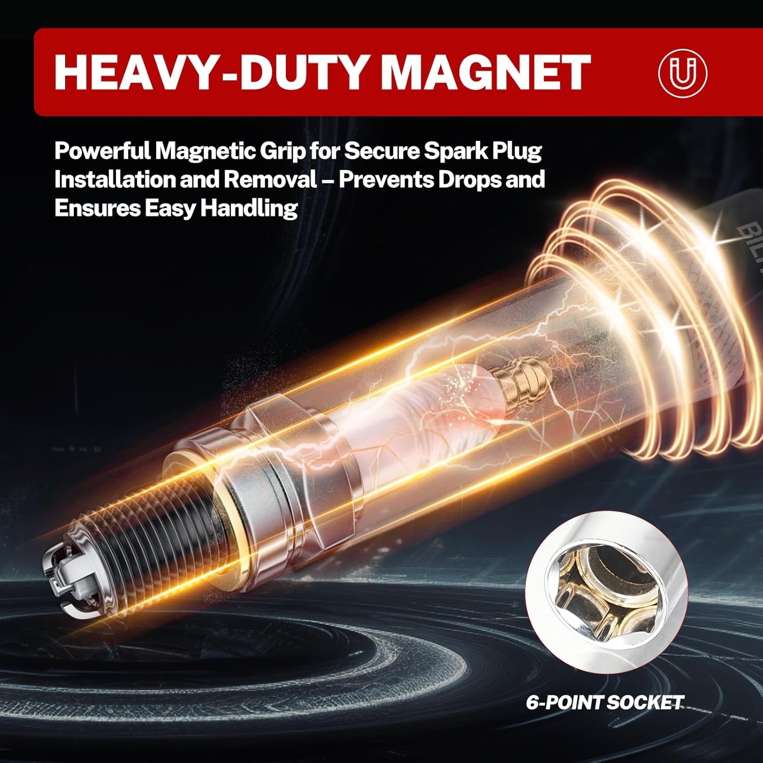 Magnetic Spark Plug Socket 5/8-inch Thin Wall Swivel 3/8-inch Drive Motorcycles