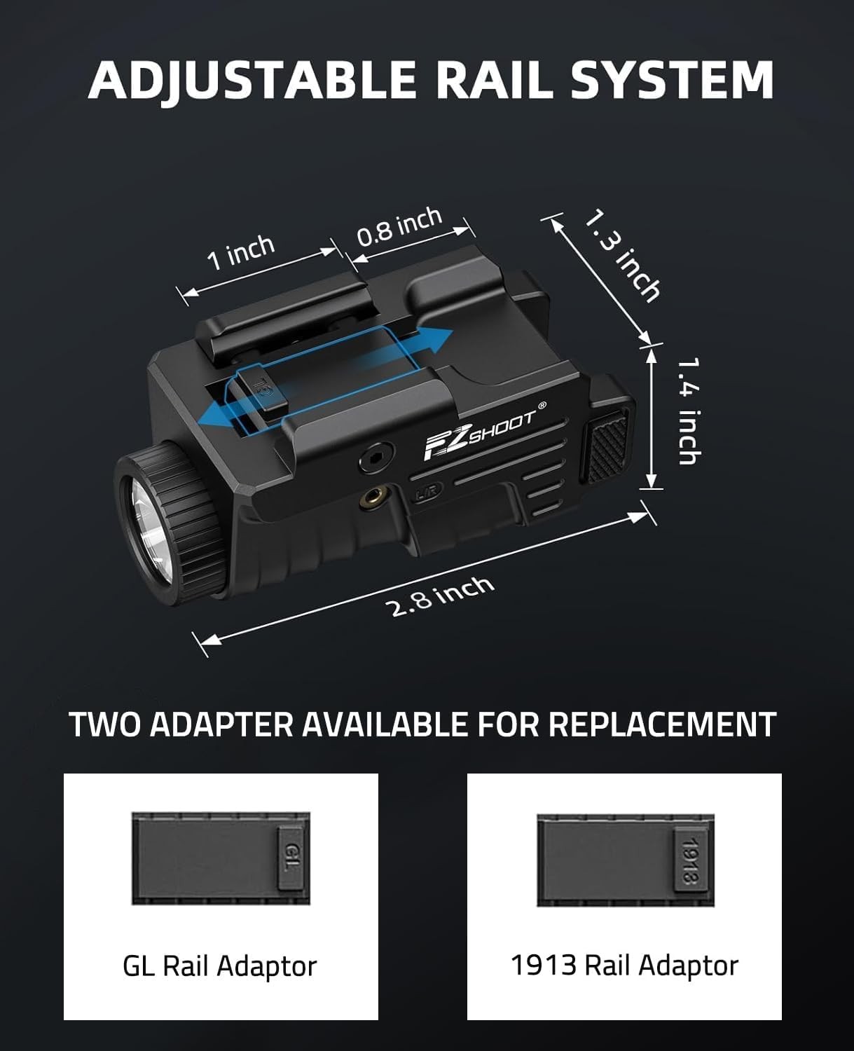 800 Lumens Pistol Light Laser Combo Rechargeable, Pistol Flashlight With