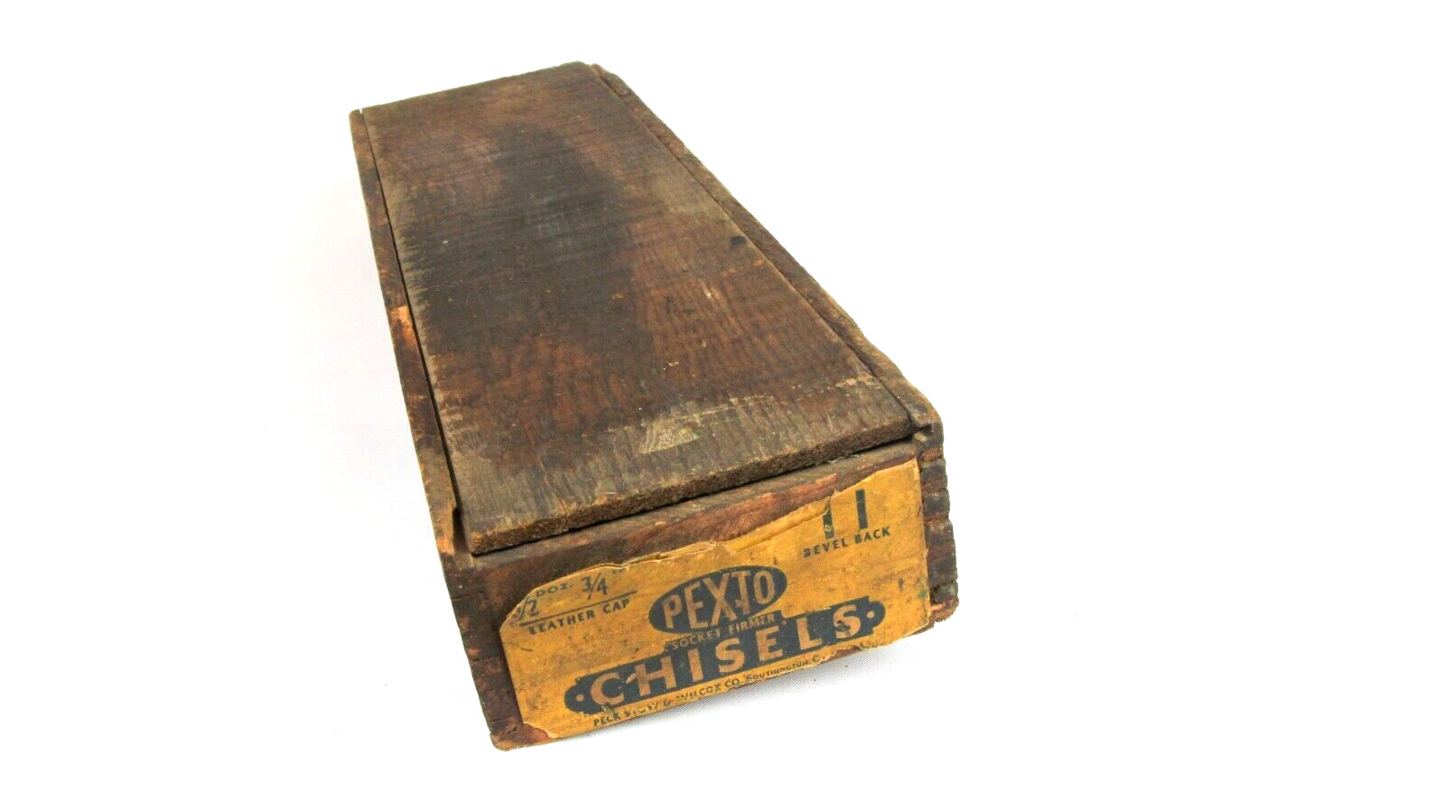 Vintage Pexto Peck Stow & Wilcox Wooden Socket Firmer Chisel Box Empty