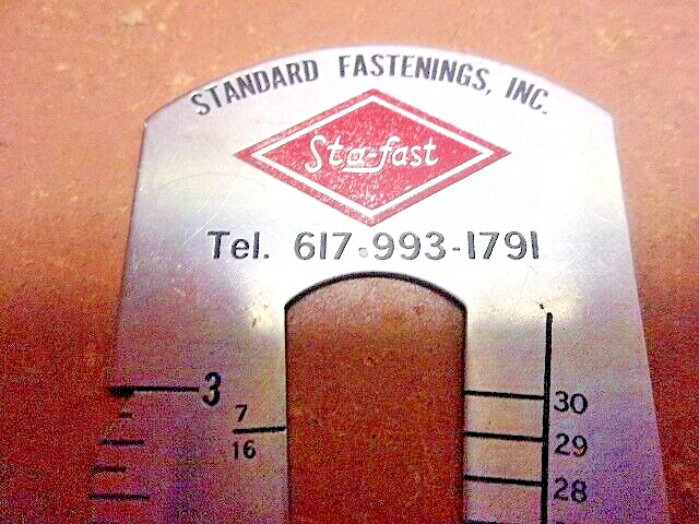 Vintage STANDARD FASTENINGS Stainless Steel Hardware Gauge 4 1/2″ x 1 3/8″