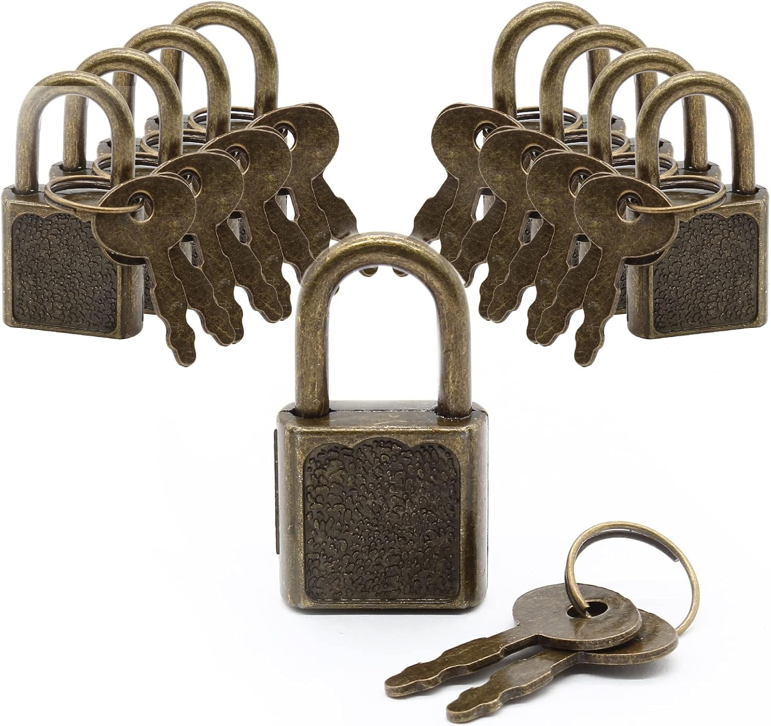 10 Pieces Mini Diary Lock, Retro Bronze Metal Lock Padlock with Key