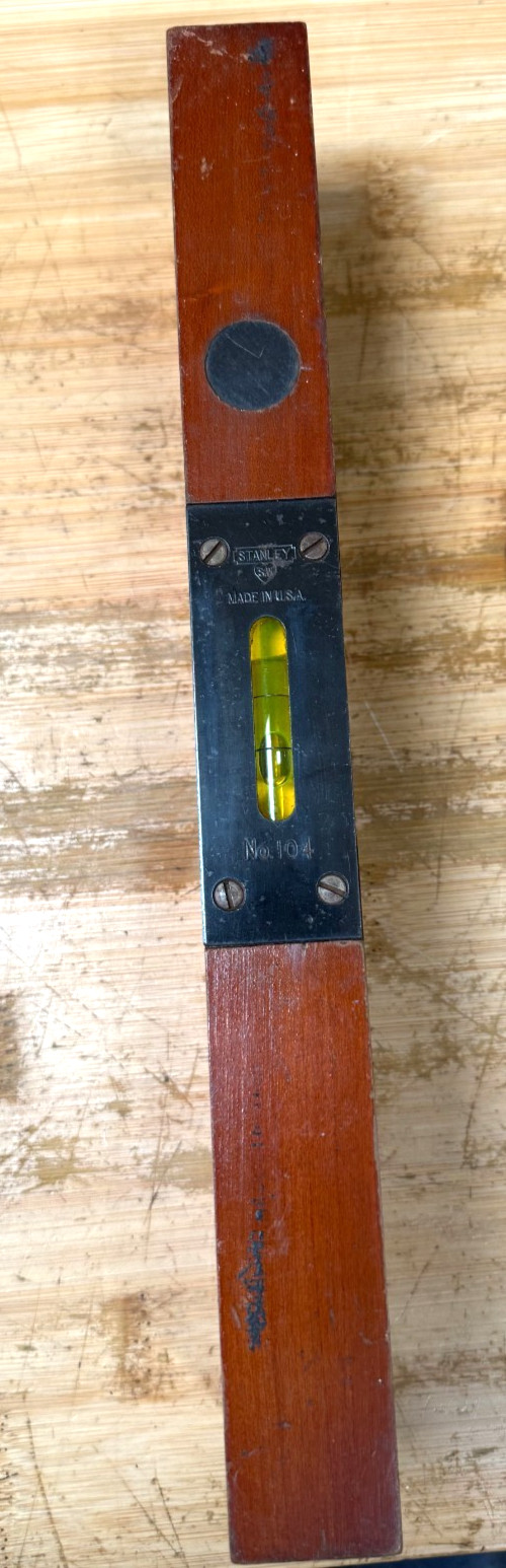 Vtg Stanley SW No. 104 Sweetheart Wood Level 12″ Length USA Genuine Cherry Wood
