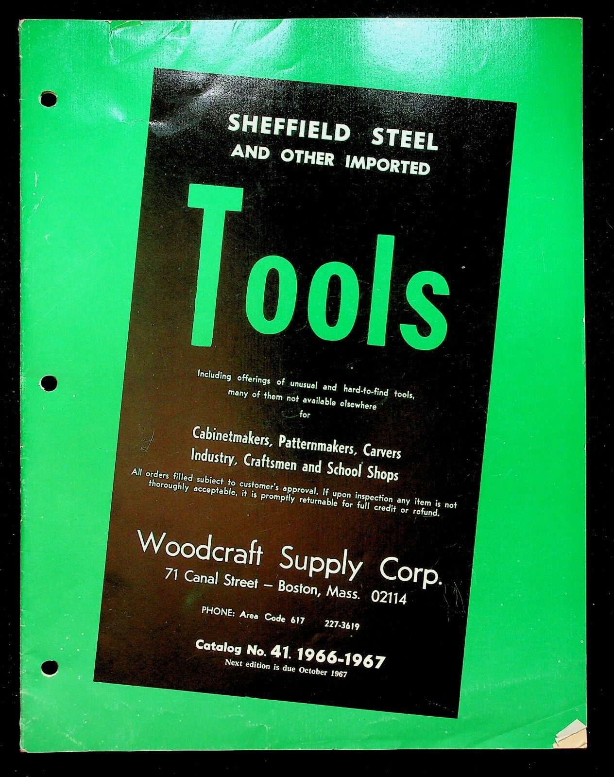 Vintage 1966 Sheffield Steel Tools Woodcraft Supply Corp Boston, Mass Catalog