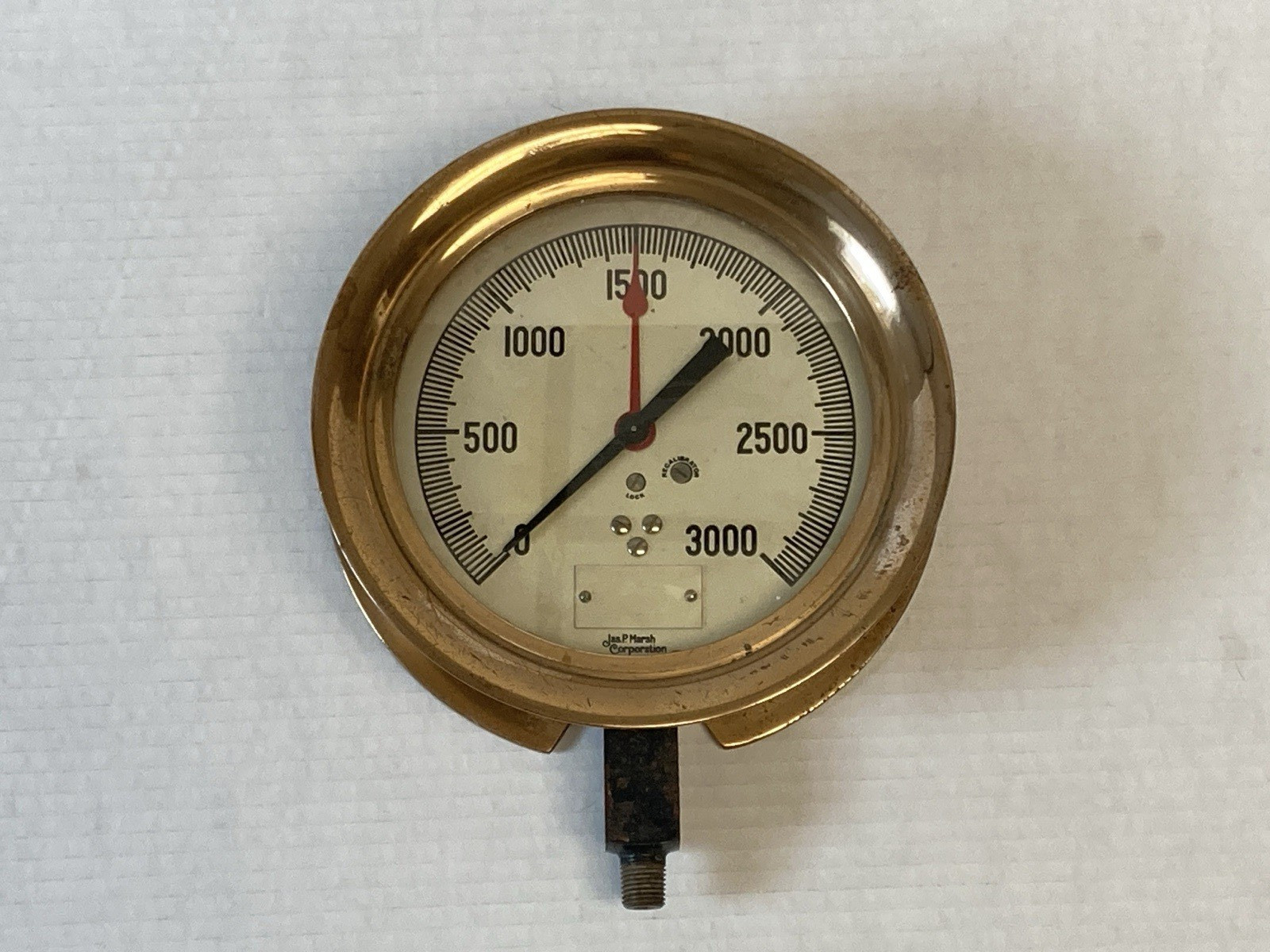 Vintage Jas. P Marsh & Company Chicago Brass Gauge 3000 PSI Steampunk Look