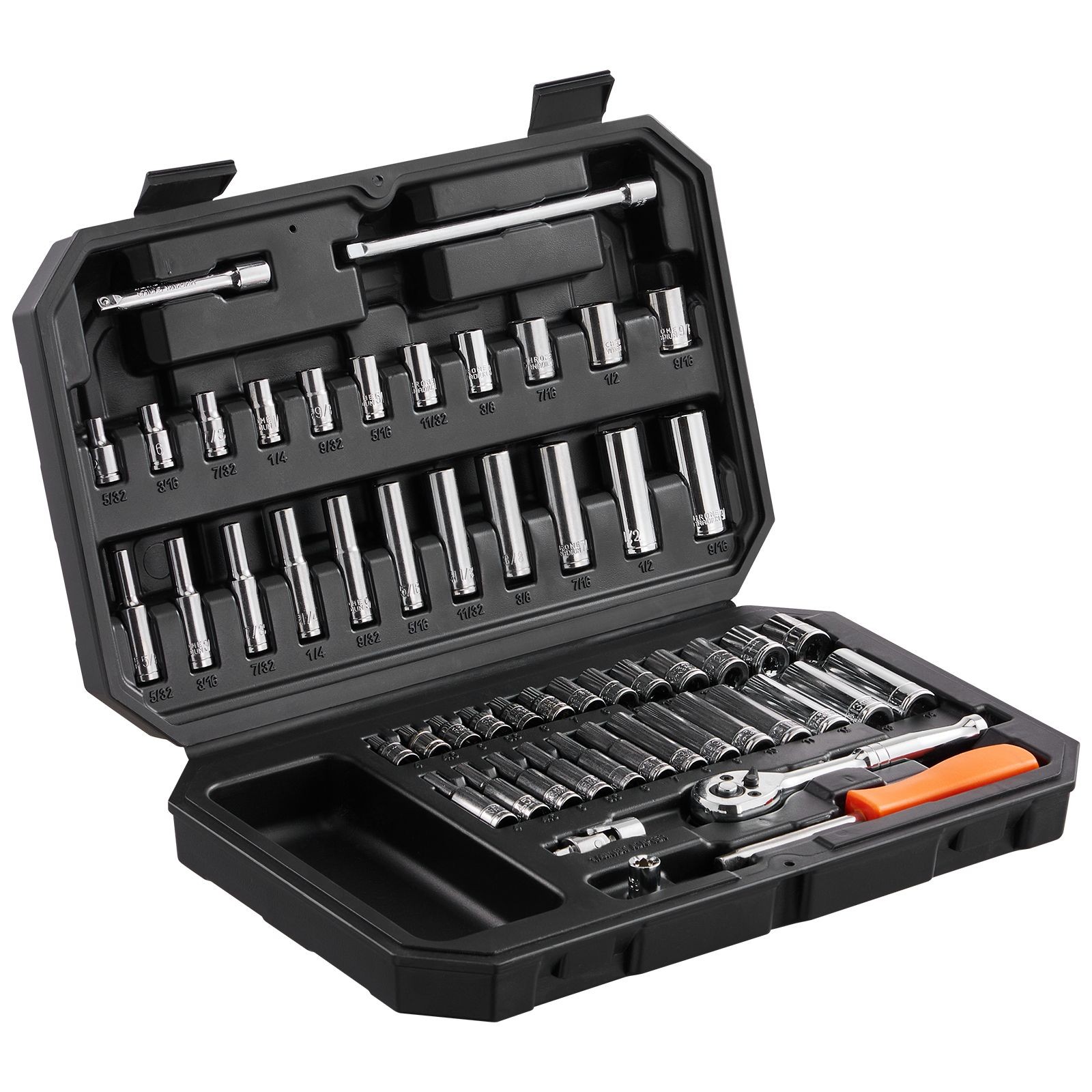 Socket Set, 1/4 Inch Drive Socket and Ratchet Set, 6-Point Socket Opening