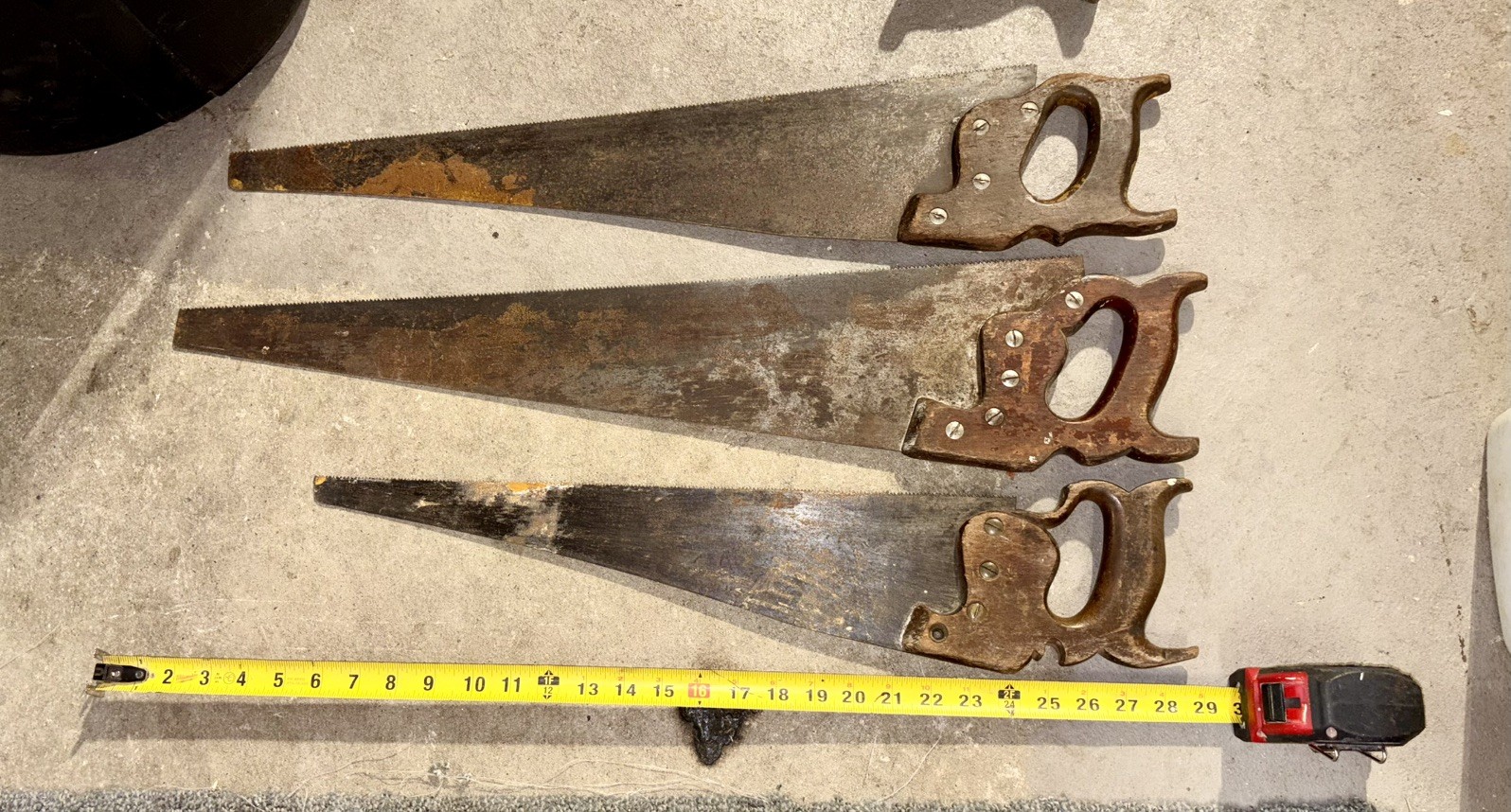 Lot of 3 Disston & Sons Thumb Hand Saws Woodworking Tool Vintage
