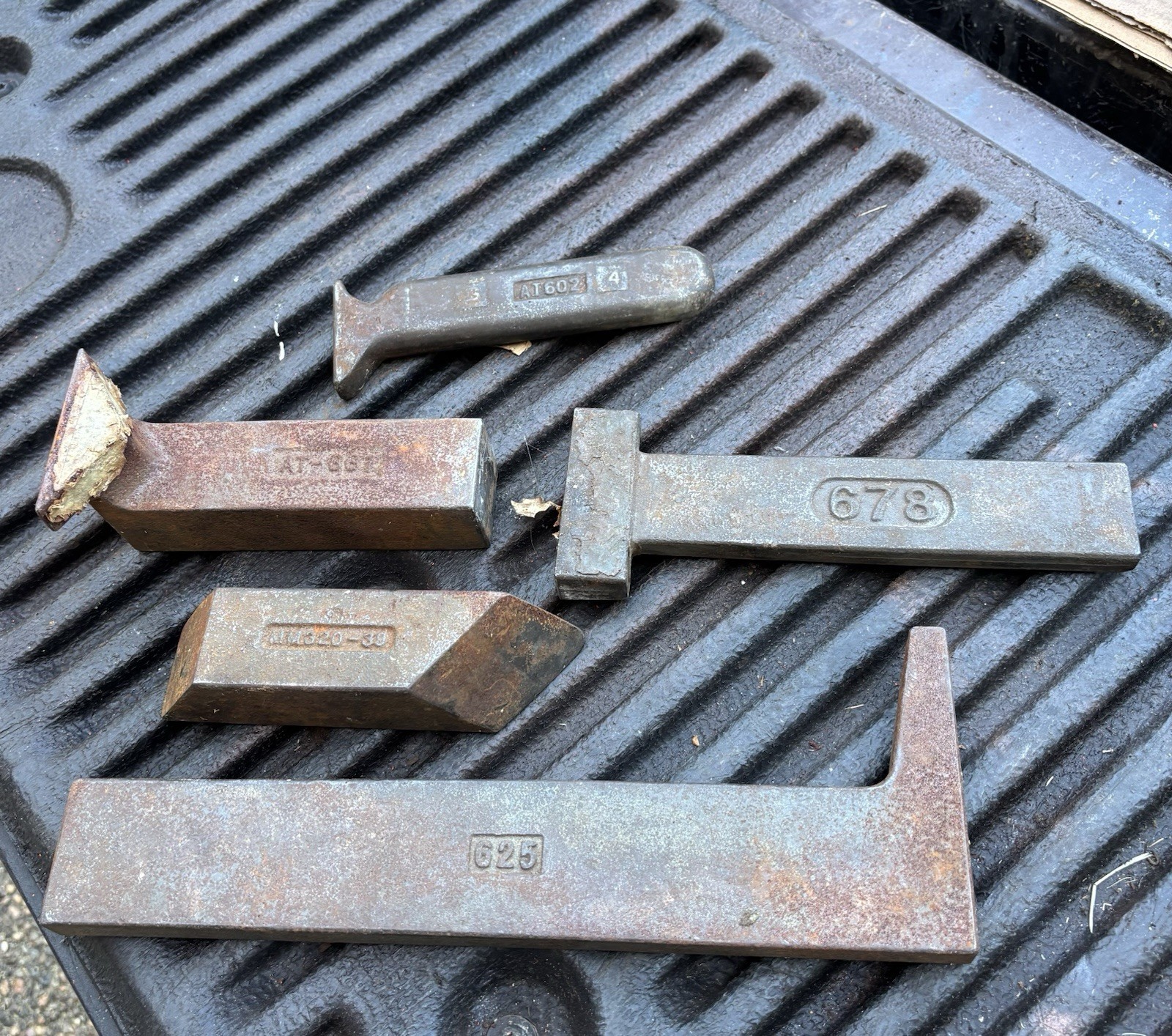 Lot of 5 Steel Aircraft Bucking Bars Forge Tools Marked AT602 625 678 HM320-39