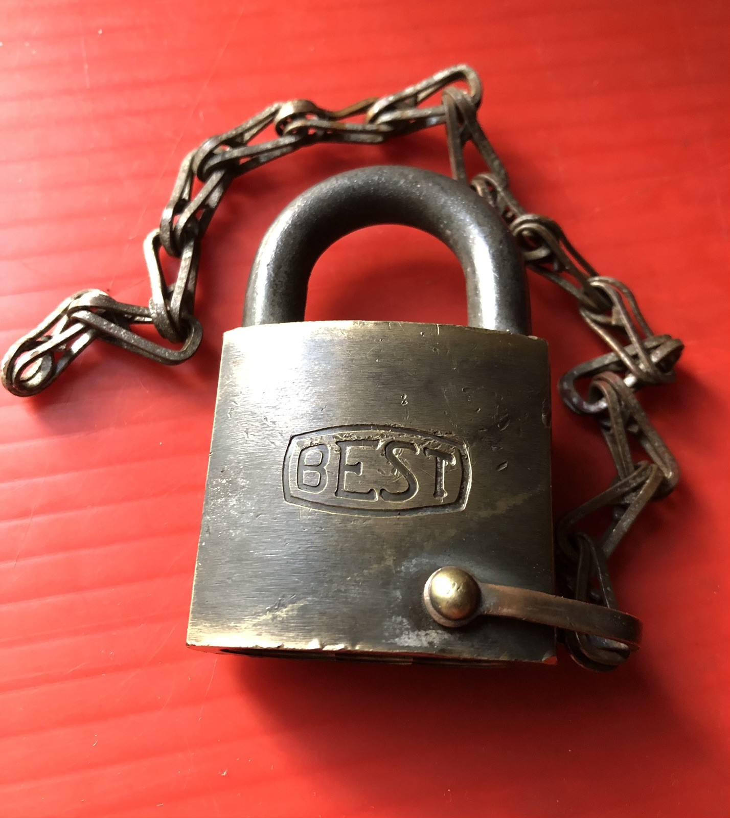 BEST S.O. Co (Standard Oil) Brass Body Padlock. *No Key (SP 134 Code)