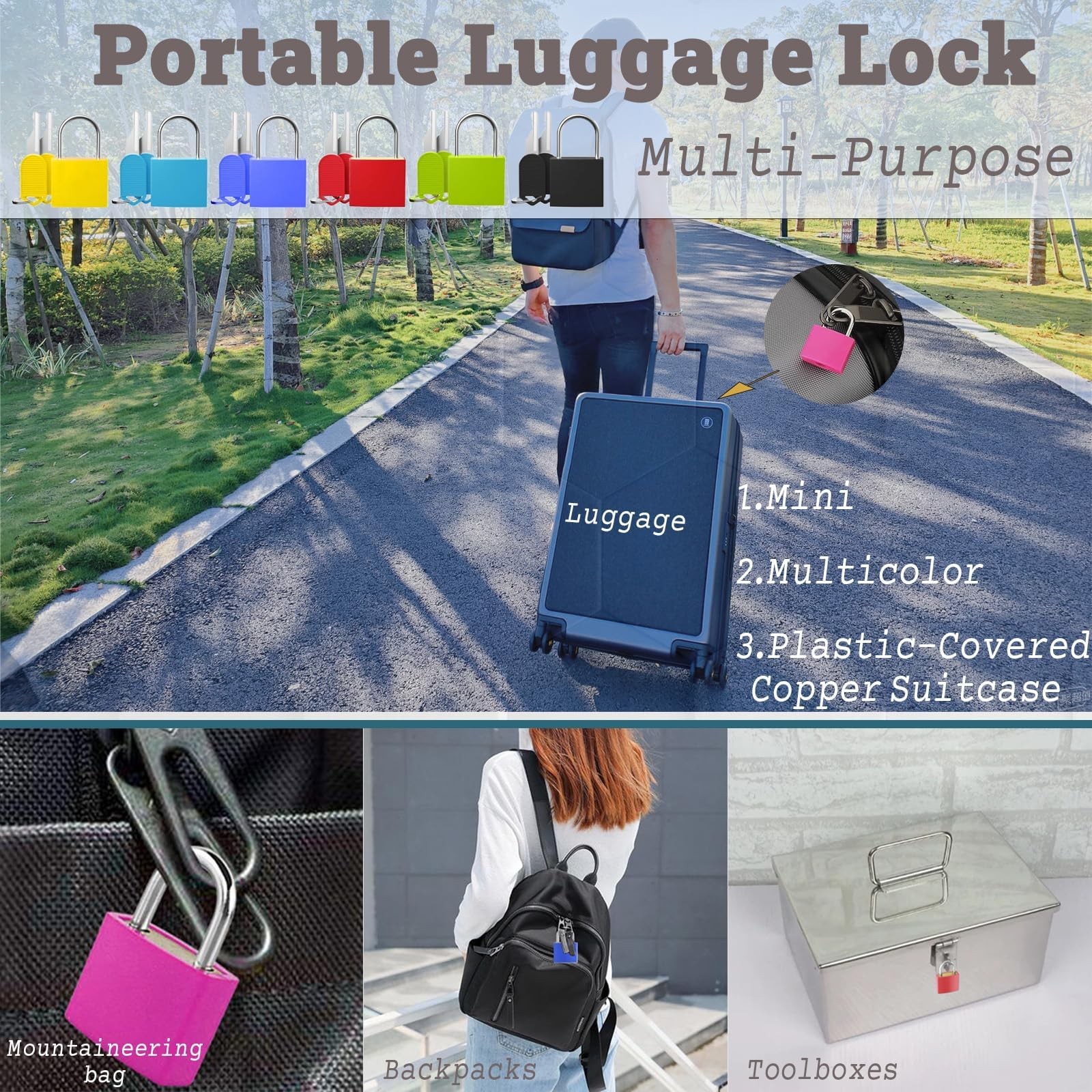 Mini Padlocks with Keys Waterproof Travel Locks for Suitcases, Backpacks, Gym