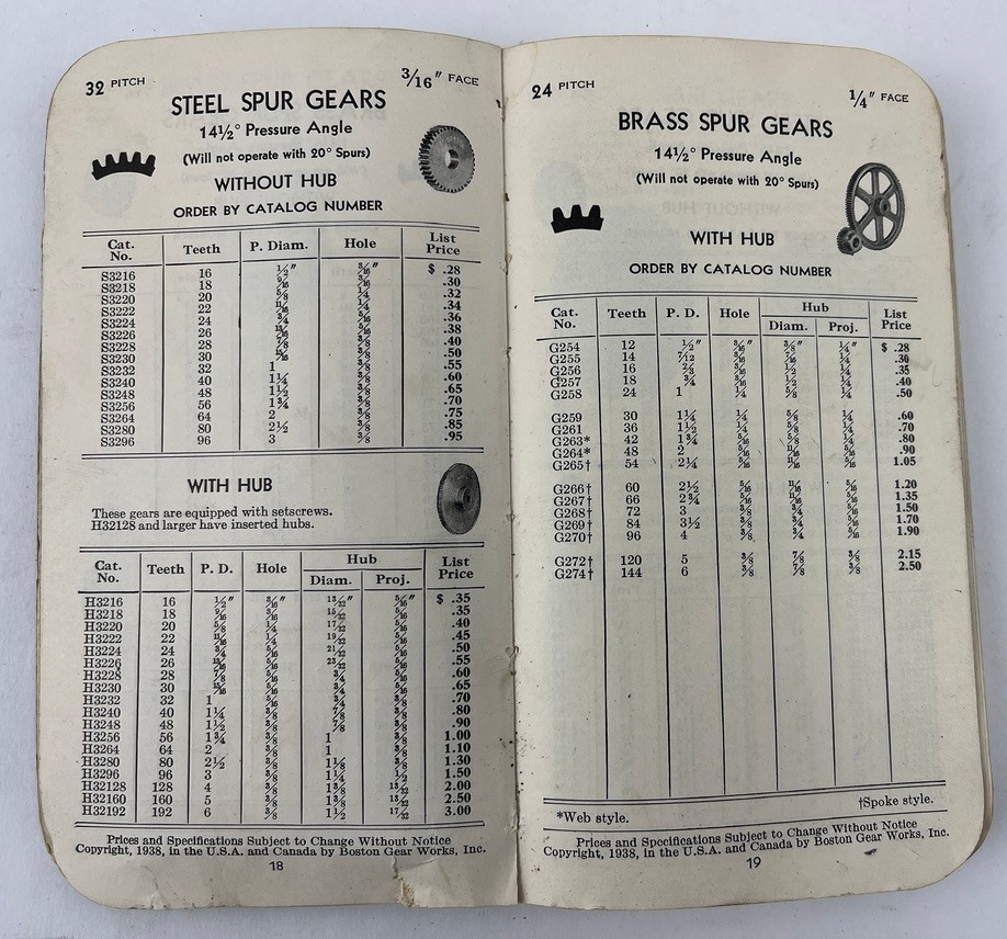1938 Boston Gear Works Inc. Power Transmission Equipment Catalog New York