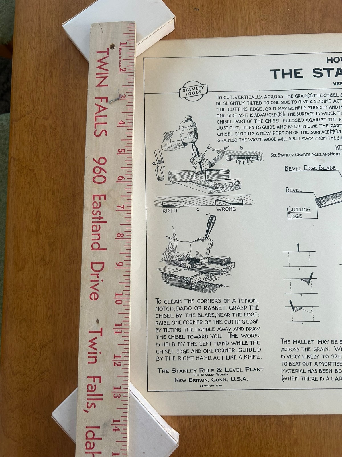 Vintage 1930 Stanley Tools Instructional Poster No. 121 – The Stanley Chisel