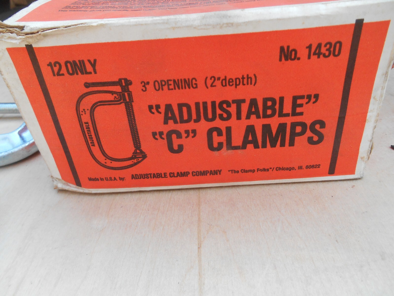 ADJUSTABLE CLAMP CO. , JORGENSEN , NO. 1430 3″ C-CLAMPS , USA , NEW , LOT OF 2