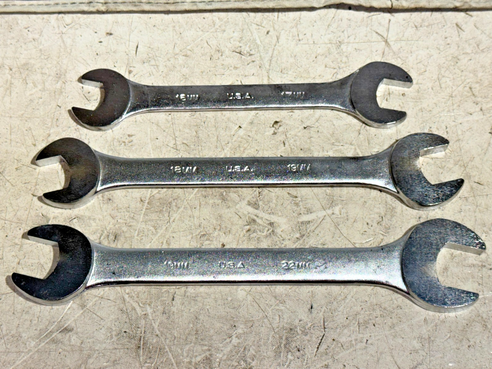 Vintage Duro/Indestro Chrome Metric Open End Wrench Set #84300 – 10 Piece 8-32mm