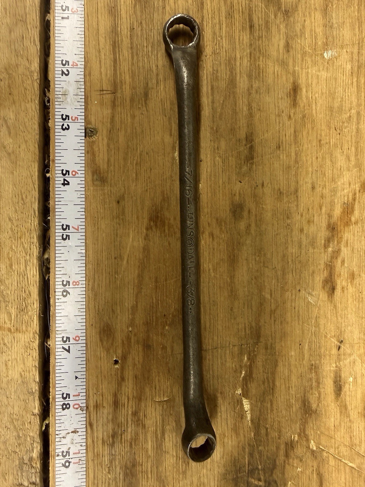 Vintage Round Handle Hinsdale Double Box End Offset Wrench 7/16 & 3/8 Neat!