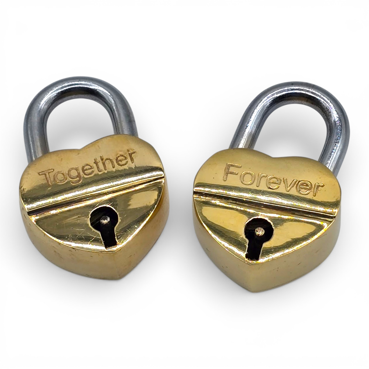 Heart-Shaped Brass Padlock Set – “Together Forever” with 4 Keys, Gift-Ready