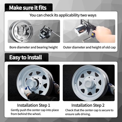 4Pcs 4.25inch Trailer Wheel Center Caps Push Through 4.25″ OD Mirror Polished