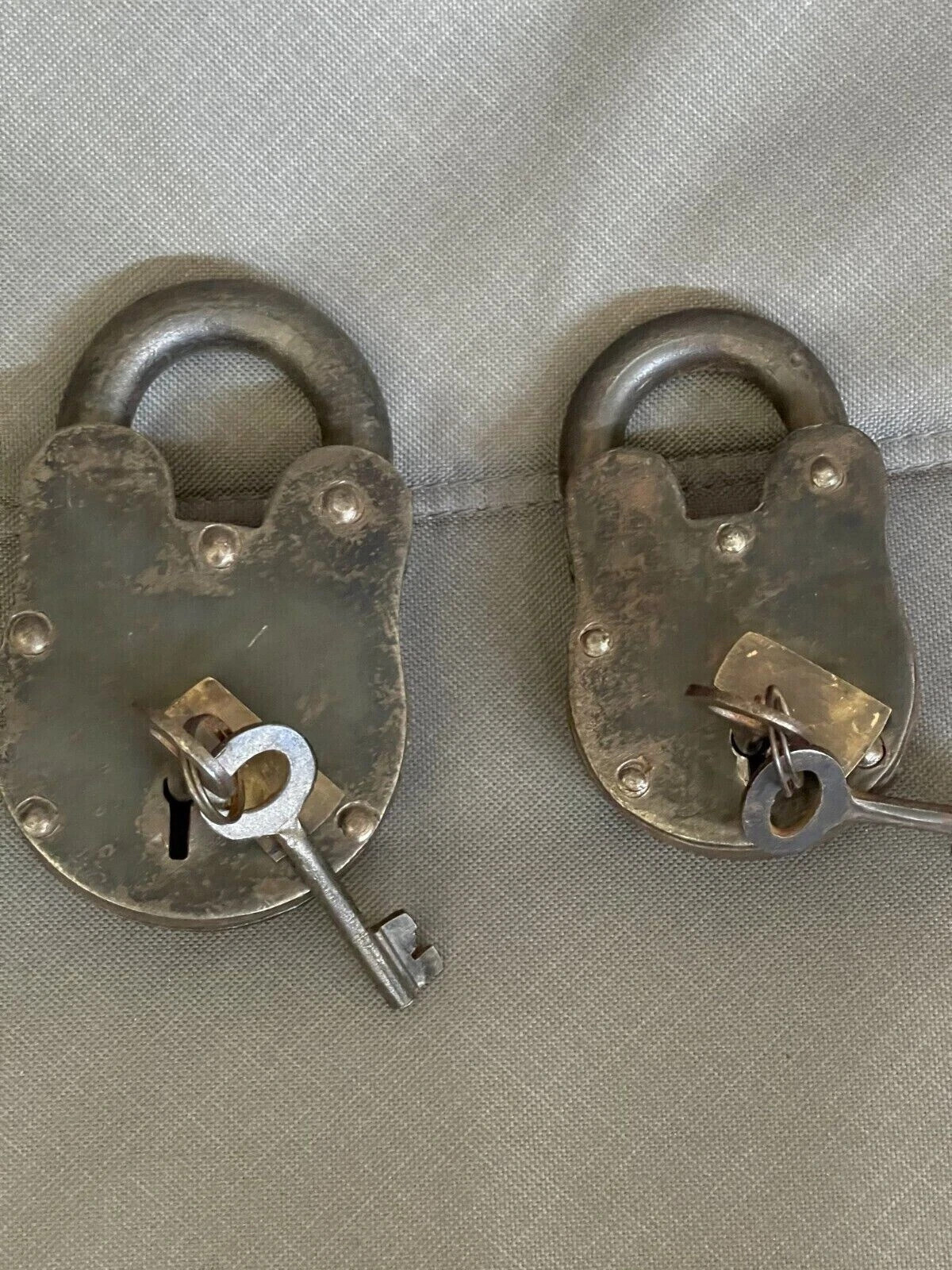 2 Unit Padlock Iron Lock and Keys Old Vintage Antique 1800s Style Door lock