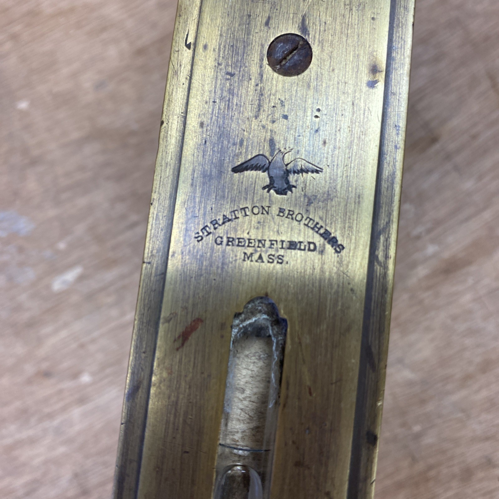 Antique Stratton Brothers No 1 Brass Bound Level Early Pat 1872 Eagle Logo