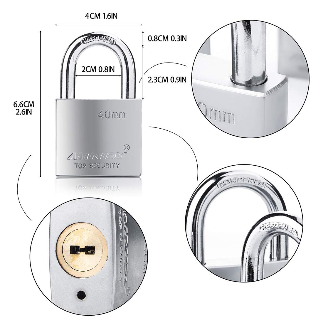 40mm Heavy Duty Lock Warehouse Waterproof Keyed Padlock High Security 4 Keys