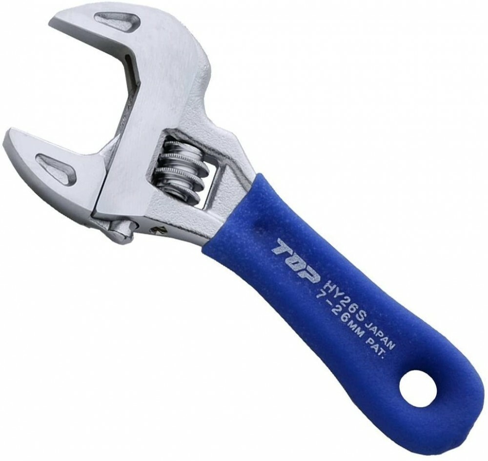 TOP HY-26S Small Stubby Adjustable Wrench Thin and Light Body for Tight Spaces