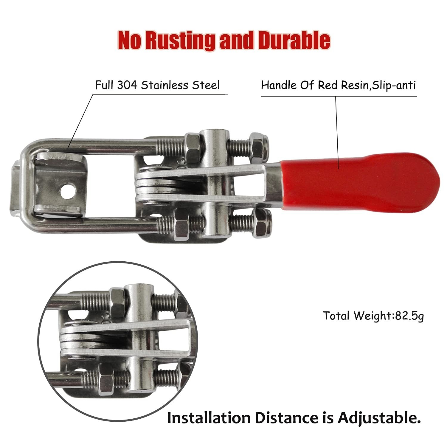 2pcs Heavy Duty Toggle Clamp Capacity 400LBs, 304 Stainless Steel Adjustable …