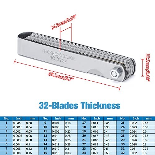 Universal Spark Plug Gap Tool with 32 Blades Steel Feeler red+feeler gauge