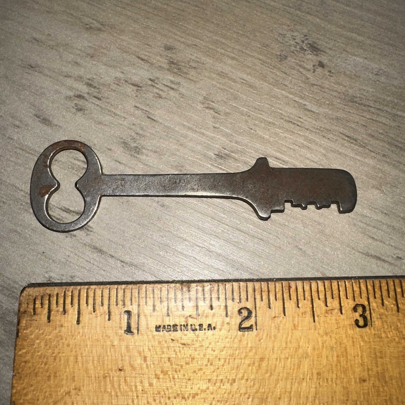 Antique Skeleton Key Steel Flat Unique Head Design Legit Antique Key! #2