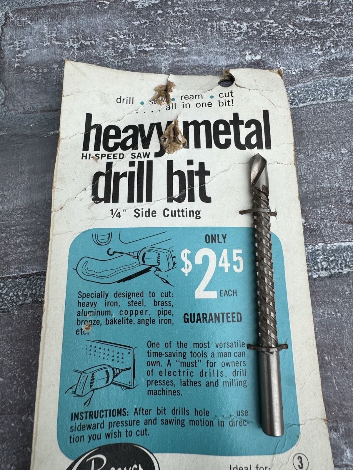 Rare Vintage Drill Bits on original package card From Madison Hardware NYC