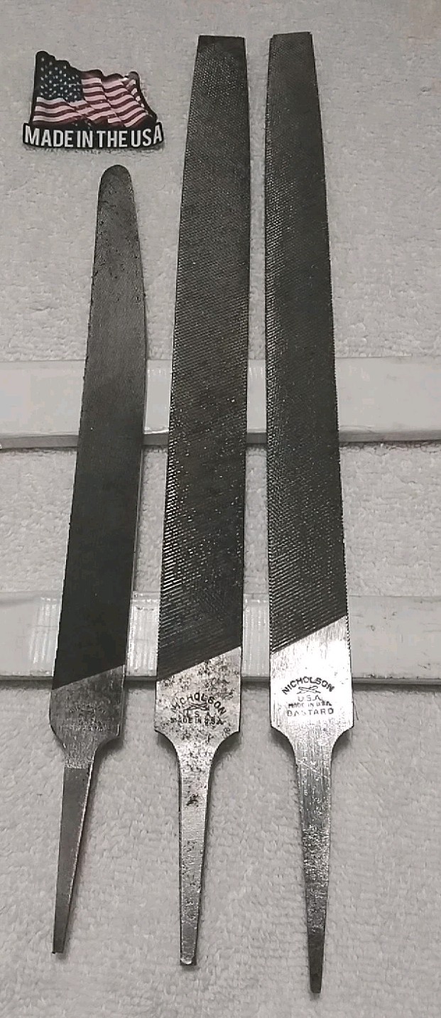 3pc NICHOLSON 12″& 8″ 1/2″ ROUND DOUBLE CUT/DOUBLE CUT/ SMOOTH “VINTAGE ” USA