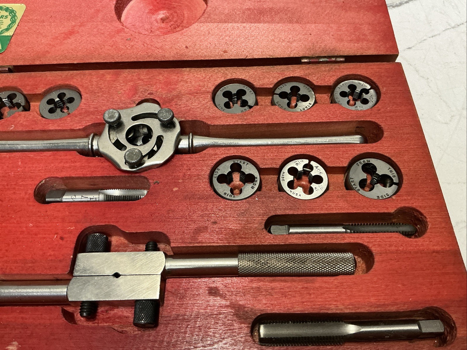 Vintage Ace Henry L Hanson Tap and Die Set Original Wood Case Made in USA Tool