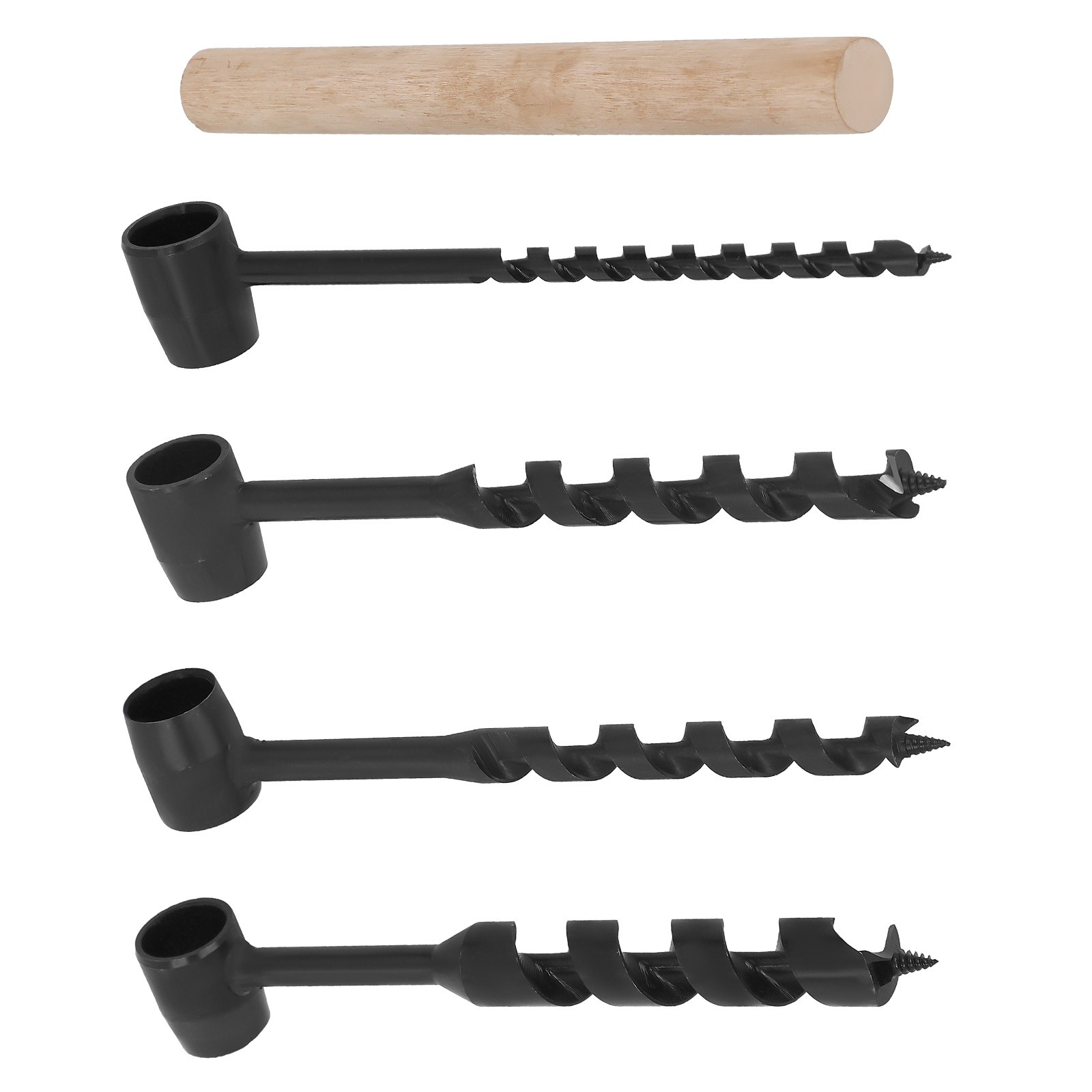 4 Pcs Hand Auger Wood Drill Bushcraft Gear Survival Tools for Dowel Holes