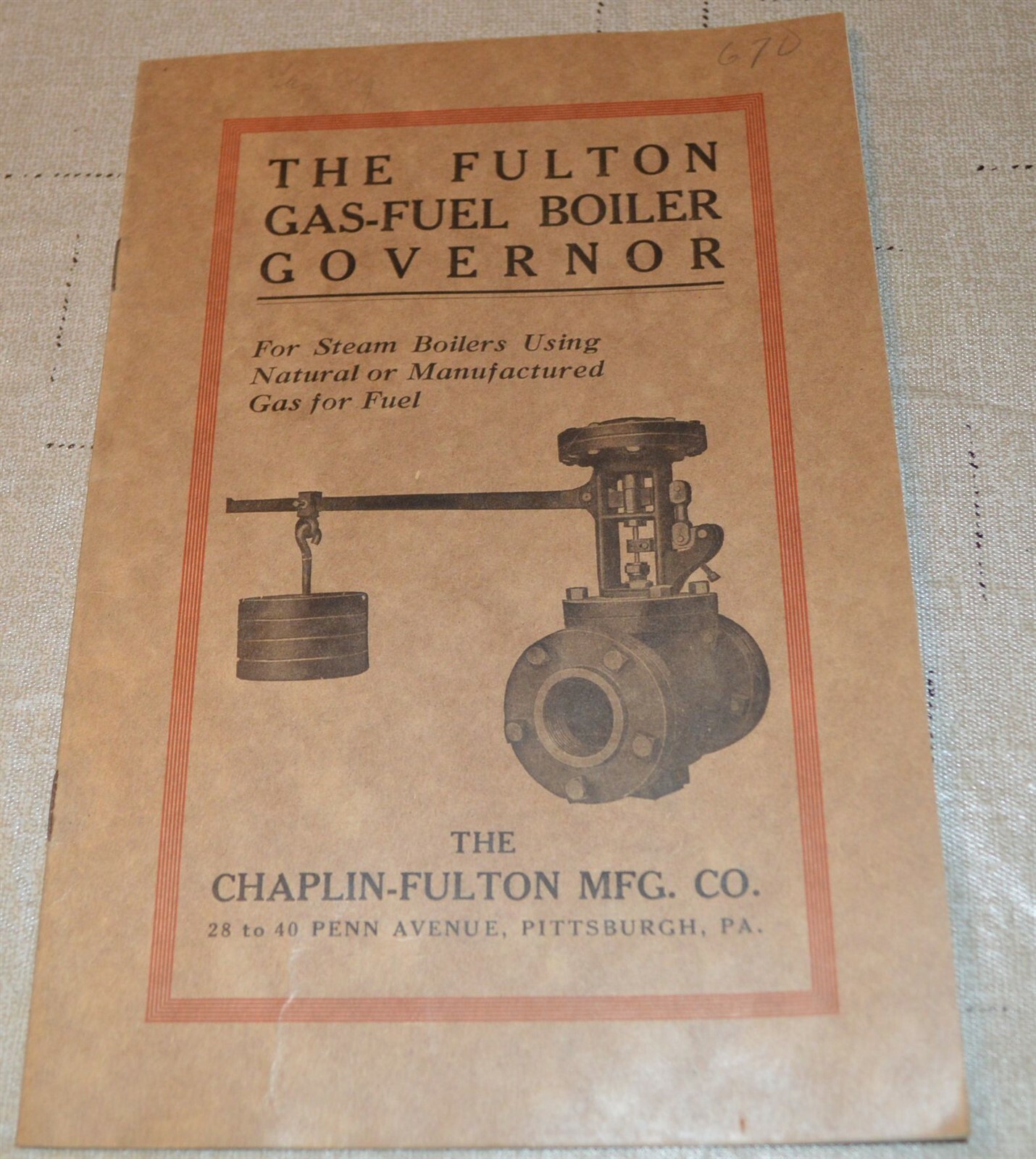 Early Fulton Gas-Fuel Boiler Governor catalog booklet Steam Boilers Pittsburgh