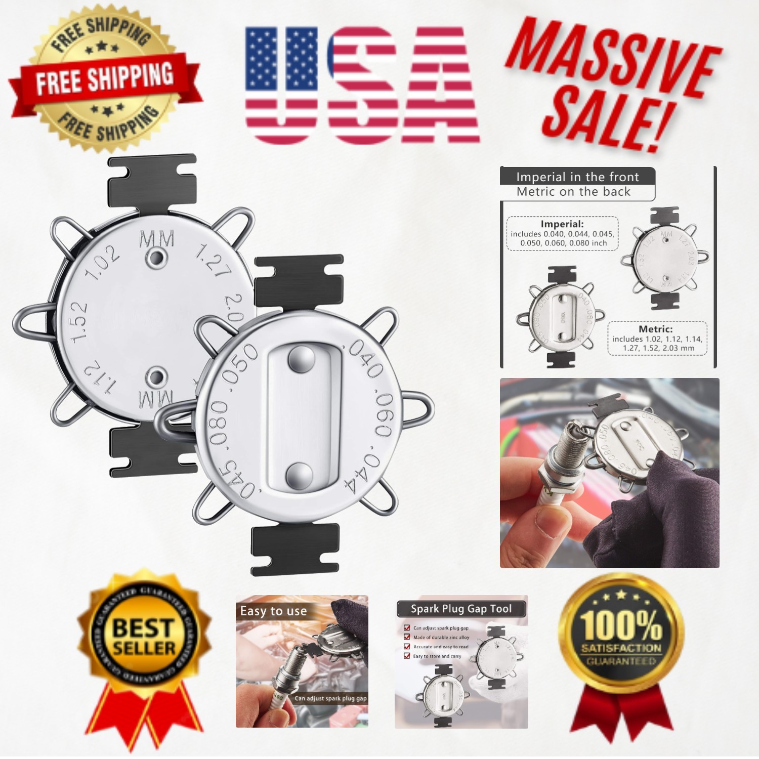 Durable Motorcycle Spark Plug Gap Gauge Set – Metric & Imperial Measurements