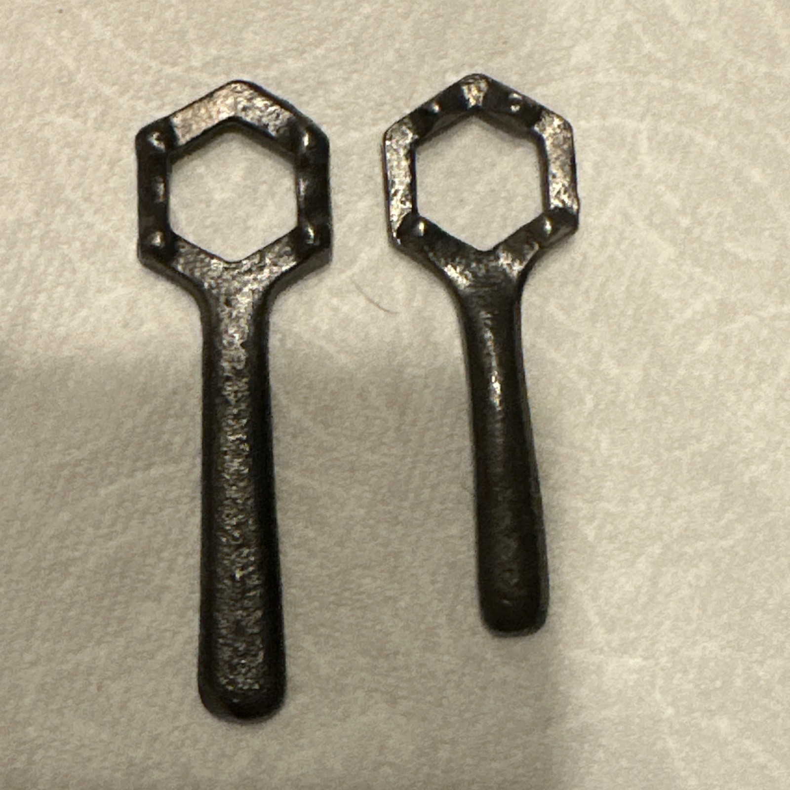 Lot Of 2 Antique Vtg Small Buggy Carriage Hexagon Wrench Key Spanner.